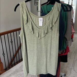 CAbi Moss Ruffled Tank Top